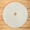 Cream Colored Pom Pom Christmas Tree Skirt (60 Inches) view 1