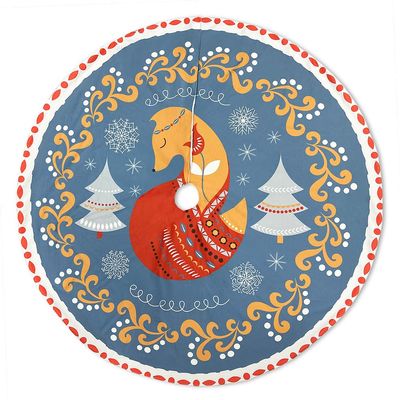 Scandinavian Folk Fox Christmas Tree Skirt (60 Inches)