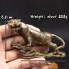 Copper Uphill Tiger Miniatures Statue Ornament,Antique Bronze Animal Zodiac Figurine Sculpture Office Home Living Room Desktop Study Bookshelf Wine Cooler Decor Ornament Handicraft Collection view 2