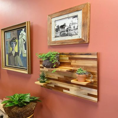 Floating Shelf - 24" x 18" Made from Reclaimed Wood - Shelving for Walls - Beautiful Plant Stand - Squared Corners