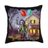 Scary Creepy Clown Ghost Haunted House Mansion Halloween Art Throw Pillow view 1