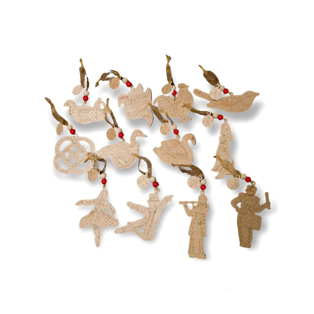 12 Days of Christmas Ornament Set, Twelve Days of Christmas Ornament Set, Set of 12 Ornaments