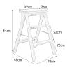 Hamankim Wooden 3 Steps Ladder Stool Folding Stepladder, Multi-Purpose Foldable Shelving Ladder Home Kitchen Library Portable Climb Ladders for Indoor and Outdoor view 2