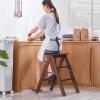 Hamankim Wooden 3 Steps Ladder Stool Folding Stepladder, Multi-Purpose Foldable Shelving Ladder Home Kitchen Library Portable Climb Ladders for Indoor and Outdoor view 4
