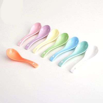 Bulk Spoons Set Ceramic Spoon Nordic Color Porcelain Spoon Small Soup Spoon Spoon Set Candy-colored Household Japanese-style Rice-fat Jade Porcelain Spoons for Eating (Size : 8 pieces)