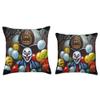 Scary Creepy Clown Haunted House Mansion Halloween Art Throw Pillow view 3
