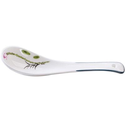 Bulk Spoons Set Bone China Ceramic Set Household Small Soup Spoon 10 Pieces Hand-painted Lotus Porcelain Soup Spoon Length 5.3 Inches Spoons for Eating