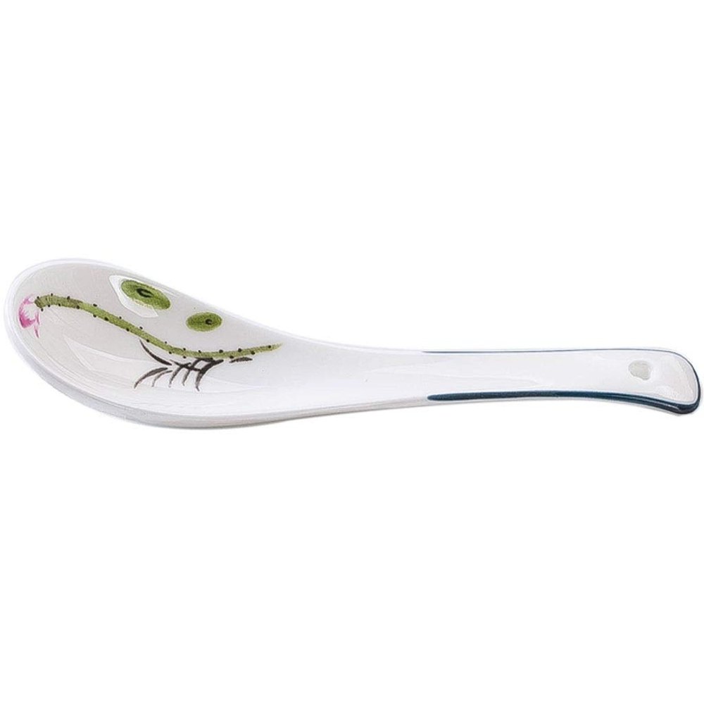 Bulk Spoons Set Bone China Ceramic Set Household Small Soup Spoon 10 Pieces Hand-painted Lotus Porcelain Soup Spoon Length 5.3 Inches Spoons for Eating