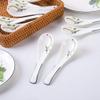 Bulk Spoons Set Bone China Ceramic Set Household Small Soup Spoon 10 Pieces Hand-painted Lotus Porcelain Soup Spoon Length 5.3 Inches Spoons for Eating view 3