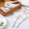 Bulk Spoons Set Bone China Ceramic Set Household Small Soup Spoon 10 Pieces Hand-painted Lotus Porcelain Soup Spoon Length 5.3 Inches Spoons for Eating view 4