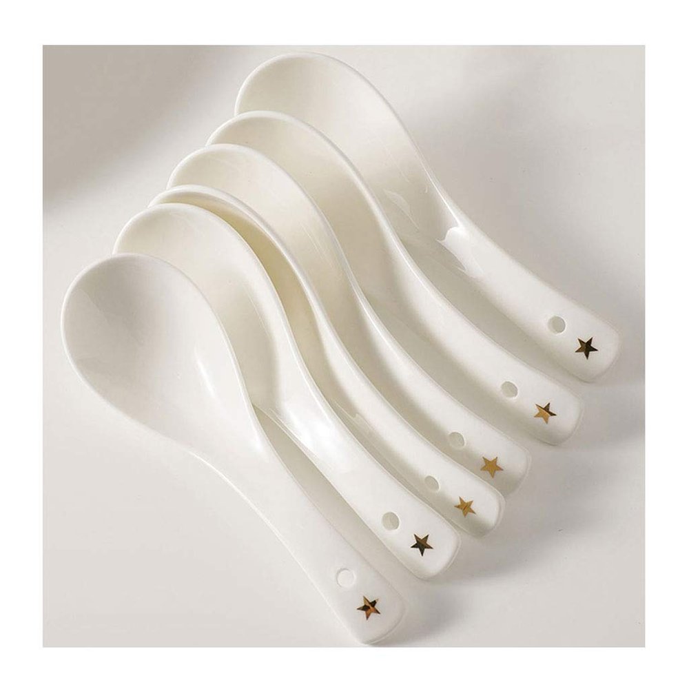 Bulk Spoons Set Can Ceramic Soup Spoon Set Household Rice Spoon 10 Pieces Creative Porcelain Soup Spoon 5.4 Inches Long Spoons for Eating