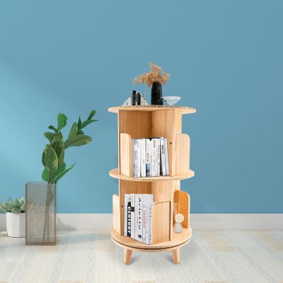 AKaSping 2 Tier Rotating Bookshelf Wood Rustic Tall Corner Bookshelf Organizer Baby Kids Bookshelf Vintage Storage Shelf Display Rack for Bedroom Living Room Office Bookstore Book Bar
