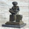 100% Bronze on Marble Base Sculpture Farmer Child Boy Nude Original Figure Statue Artwork Figurine Deal Home Decor by Think Bronze view 2