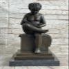 100% Bronze on Marble Base Sculpture Farmer Child Boy Nude Original Figure Statue Artwork Figurine Deal Home Decor by Think Bronze view 3