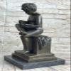 100% Bronze on Marble Base Sculpture Farmer Child Boy Nude Original Figure Statue Artwork Figurine Deal Home Decor by Think Bronze view 4