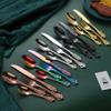 48 Piece Rose Gold Silverware Set for 12 Palace Flatware Sets With Relief Decoration Stainless Steel Kitchen Restaurant Wedding Cutlery Utensils Knifes Forks and Spoons Set view 3