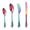 24 Piece Rainbow Silverware Set for 6 Palace Flatware Sets With Relief Decoration Stainless Steel Kitchen Restaurant Wedding Cutlery Utensils Knifes Forks and Spoons Set view 1