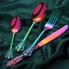 24 Piece Rainbow Silverware Set for 6 Palace Flatware Sets With Relief Decoration Stainless Steel Kitchen Restaurant Wedding Cutlery Utensils Knifes Forks and Spoons Set view 3