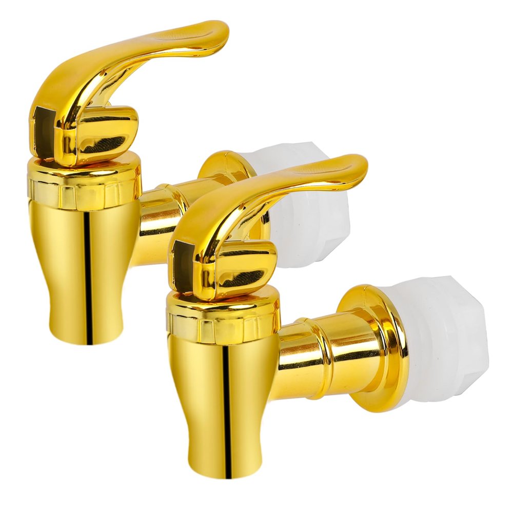 Spigot for Beverage Dispenser, 2 Pack Gold Spout for Drink Dispenser, Push Style Faucet for Beverage Dispenser Spigot Replacement Glass Water Dispenser Spout