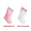 DegGod Pink or White Personalized Christmas Stockings, 6 Pack Plush Faux Fur Embroidery Custom Xmas Stocking with Names Hanging Ornament for Fireplace Xmas Tree Holiday Party Decoration view 4