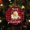 Merry Christmas Ornament Buffalo Plaid Snowflake Santa Holiday Present Ornament for Christmas Tree Funny Christmas Ornament,3 Inch Keepsake for Friends,Family view 1