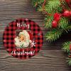 Merry Christmas Ornament Buffalo Plaid Snowflake Santa Holiday Present Ornament for Christmas Tree Funny Christmas Ornament,3 Inch Keepsake for Friends,Family view 2