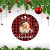 Merry Christmas Ornament Buffalo Plaid Snowflake Santa Holiday Present Ornament for Christmas Tree Funny Christmas Ornament,3 Inch Keepsake for Friends,Family view 3