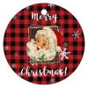 Merry Christmas Ornament Buffalo Plaid Snowflake Santa Holiday Present Ornament for Christmas Tree Funny Christmas Ornament,3 Inch Keepsake for Friends,Family view 4