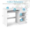 COSTWAY Computer Desk with Keyboard Tray, Large Drawer, Home Office Desk with Adjustable Shelf & Cable Hole, Study Desk, Modern Writing Workstation, PC Laptop Table (White) view 3