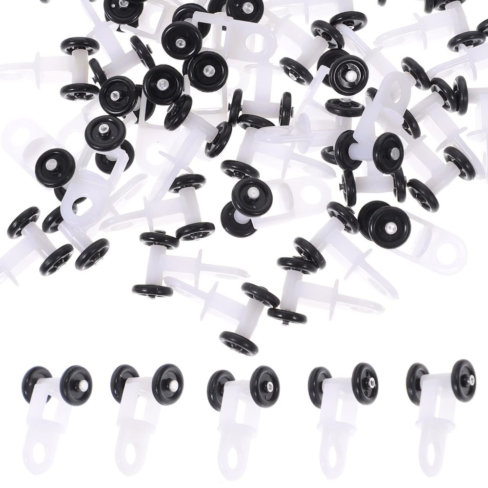 Housoutil 100pcs Curtain Track Roller Sliding Wheel for Straight Curved Tracks Smooth for Shower and Household Curtains