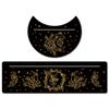 GORGECRAFT 2 Pieces Wooden Tarot Card Stand Black Tarot Card Holder 5" Moon Shape and 10" Rectangle Wood Tarot Cards Altar Stand Display Holder Witch Divination Ceremonial Tools, Moon with Flowers view 1