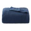 Bedsure Gentlesoft 100% Cotton Throw Blanket for Couch 50x70 inches - Cooling Breathable and Soft for Summer, Waffle Weave Throw Blanket for Office, Navy view 1