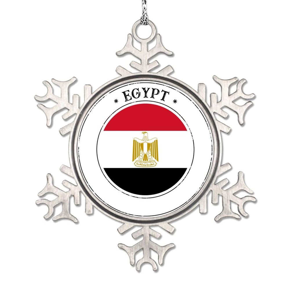 Snowflake Ornament Egypt Flag Christmas Tree Ornaments Country City Souvenir Personalized Christmas Ornaments 2022 Funny Metal Souvenir Xmas Tree Hang Pendant Winter Exchange Gift 3 Inch