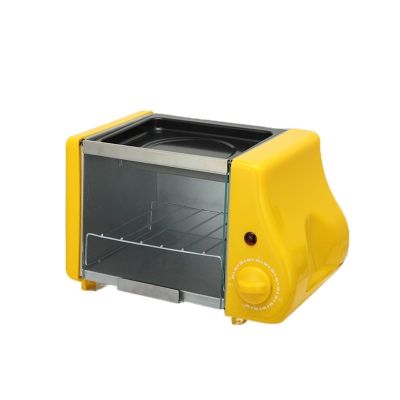 Baking Birthday Cake Tools Mini Electric Oven Roast Grill Toaster Cake Bread Maker Steak Fried Eggs Omelette Frying Pan Timer Breakfast Machine (Color : Yellow)