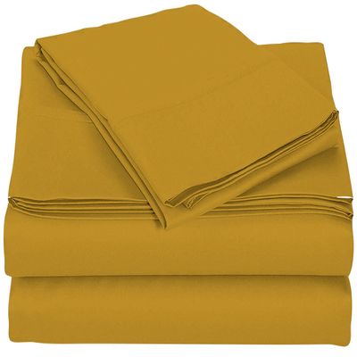 4 Piece RV Sheets Set, Luxury Breathable & Cooling Sheets Sheets 1000 Thread Count 100% Egyptian Cotton, 12 Inch Deep Pocket Full Size (54"X75"), Golden