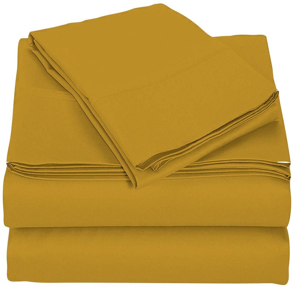 4 Piece RV Sheets Set, Luxury Breathable & Cooling Sheets Sheets 1000 Thread Count 100% Egyptian Cotton, 12 Inch Deep Pocket Full Size (54"X75"), Golden