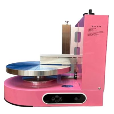 Baking Birthday Cake Tools High Efficiency Semi Automatic Birthday Cake Cream Decoration Coating Filling Machine Butter Spreading Daubing Icing Maker (Color : 220v pink)