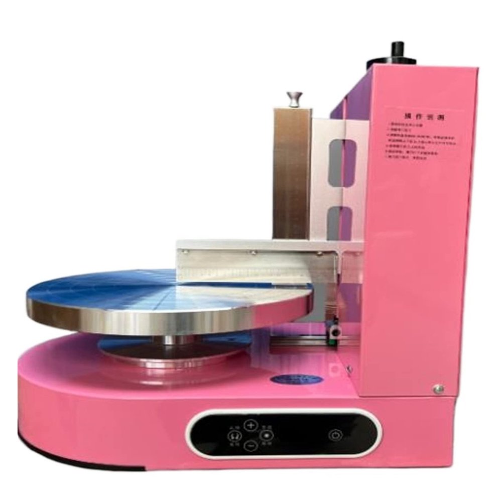 Baking Birthday Cake Tools High Efficiency Semi Automatic Birthday Cake Cream Decoration Coating Filling Machine Butter Spreading Daubing Icing Maker (Color : 220v pink)