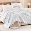 Litanika Oversized King Bedspreads 128x120 Quilt Set - 3 Piece White Lightweight Comforter Coverlets Bedding Cover Bed Decor All Season(Super King Plus - 1 Quilt, 2 Pillowcases) view 2