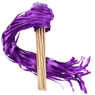 100PCS Ribbon Stick Wands Wedding Streamers with Silk Fairy Stick Wand for Wedding Party Baby Shower Send Off Party Activities Holiday Celebration Favors (Purple-100PCS)