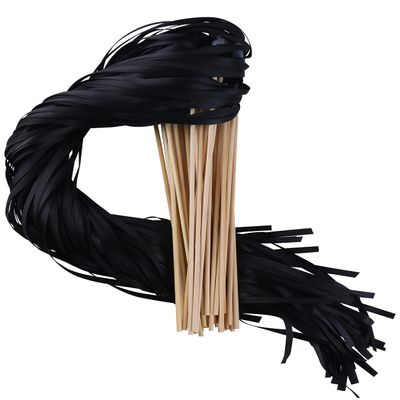 100PCS Ribbon Stick Wands Wedding Streamers with Silk Fairy Stick Wand for Wedding Party Baby Shower Send Off Party Activities Holiday Celebration Favors (Black-100PCS)