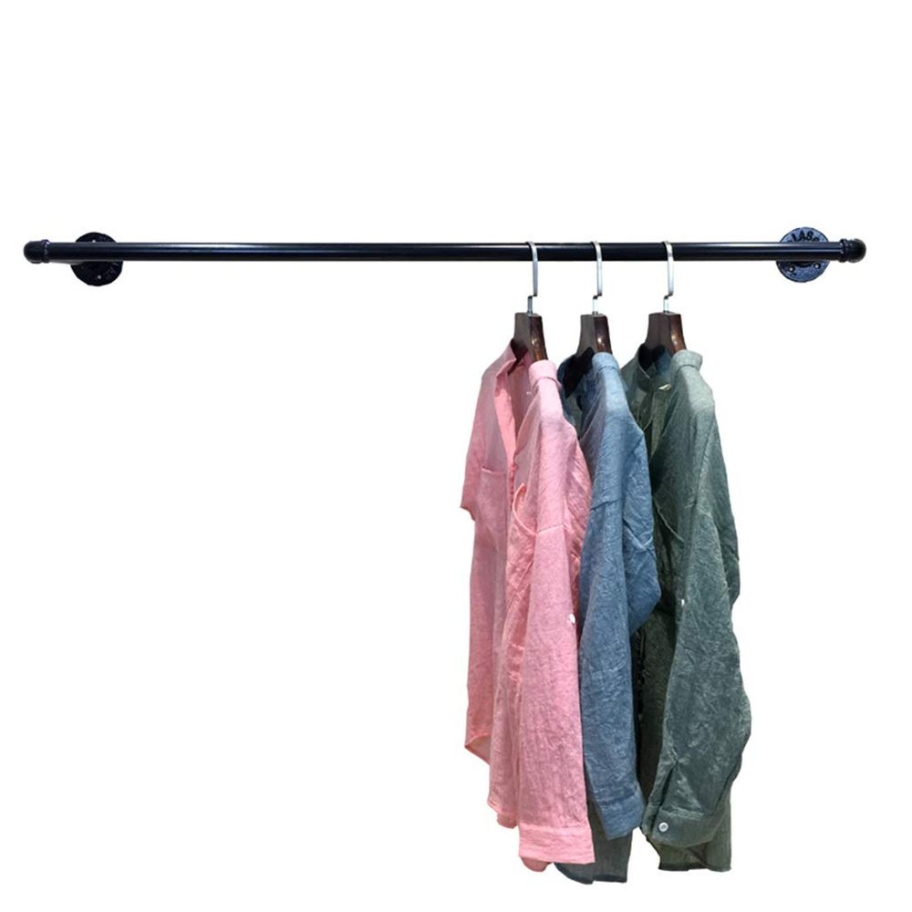 Clothing Rack Wall Mount,Industrial Pipe Clothes Rack, Heavy Duty Detachable Wall Mounted Black Iron Garment Bar, Multi-Purpose Hanging Rod for Closet Storage, Easy Assembly (Size : 100 * 25cm)