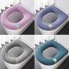 Albideyaa 4 PackThicker Soft Bathroom Warmer Handle Toilet Seat Cover Pad Stretchable Washable and Easy Installation Cushioned Lid Seat Covers Washable Fiber Cloth view 1