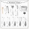 38 Pcs Summer Charcuterie Board Accessories Utensils Include Cheese Knife Set Bowls Cheese Markers Serving Tongs Spoons and Forks Honey Dipper for Butter Cheese and Pastry Making (Silver) view 2