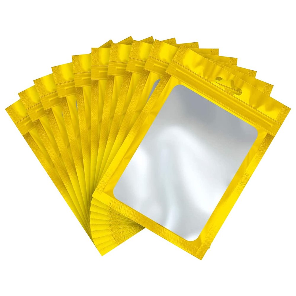 jweemax Reusable Self Sealing Bag with Clear Window Hang Hole for Jewelry Display Decoration Packaging 50pcs