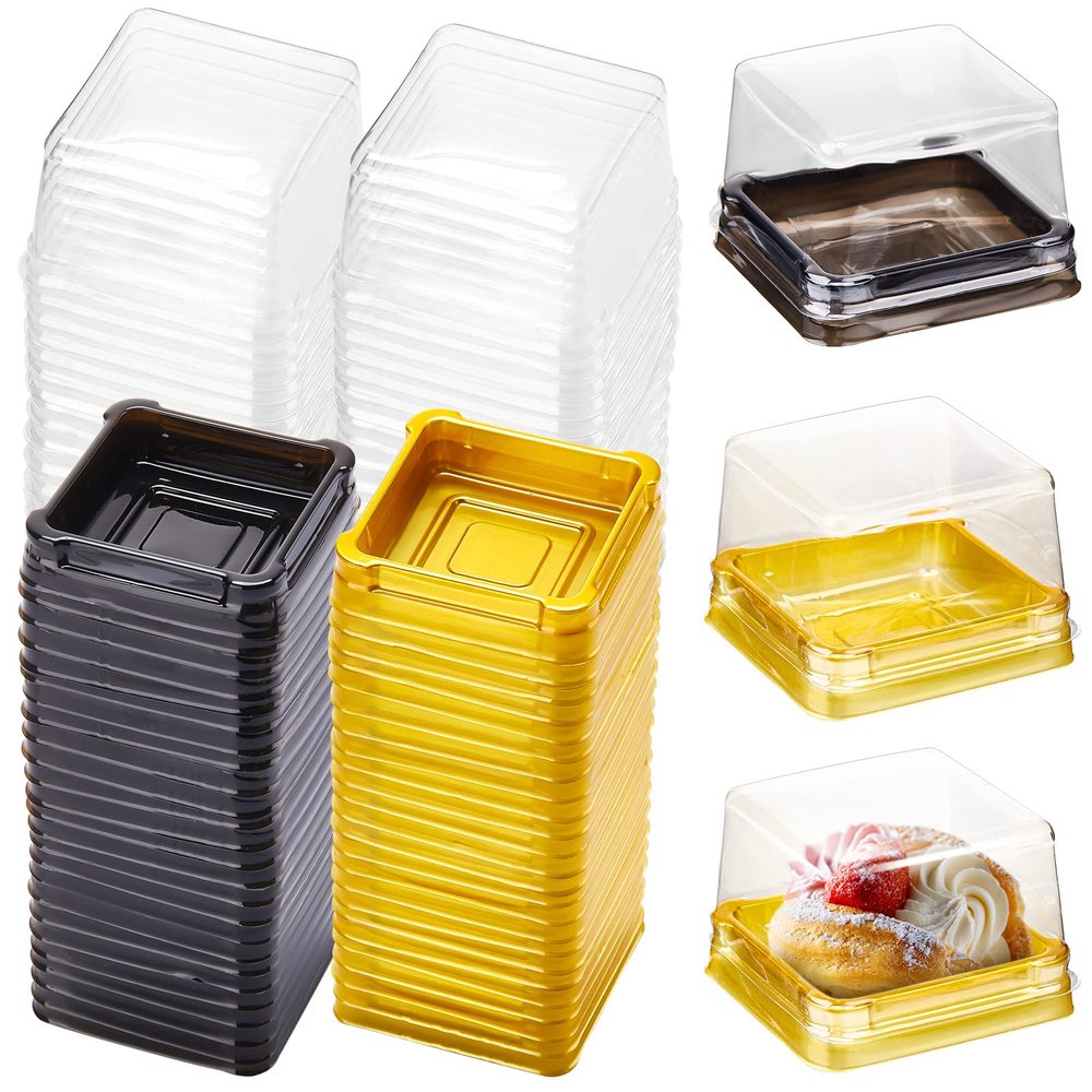 400 Pcs Clear Mini Cupcake Dessert Containers with Lids Wedding Individual Cupcake Box Plastic Cup Cake Single Mooncake Boxes Disposable Holders for Wedding Birthday Party(2.95 x 2.64 x 1.34 Inch)