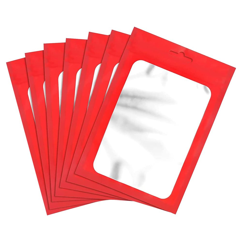 jweemax Reusable Self Sealing Bag with Clear Window Hang Hole for Jewelry Display Decoration Packaging 50pcs