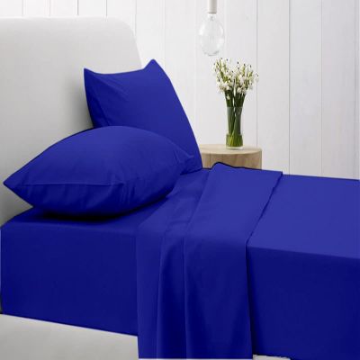 LaxLinen Full/Double Size Sheet Set Royal Blue Solid- 4 Pc 100% Egyptian Cotton Adjustable Bed Sheets-All Around Elastic Fits up to 19" inches deep Pockets- 600 TC (Full/Double- 54" X 75")