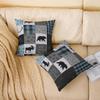 Bear Throw Pillow Covers 16"x16" Set of 2 Elk Pillow Cases Cushion Covers for Living Room Bedroom Wild Animal Grid Plaid Blue Black Nature Wildlife Bear Decorative Throw Pillowcases for Couch Chair view 2
