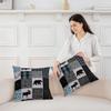 Bear Throw Pillow Covers 16"x16" Set of 2 Elk Pillow Cases Cushion Covers for Living Room Bedroom Wild Animal Grid Plaid Blue Black Nature Wildlife Bear Decorative Throw Pillowcases for Couch Chair view 3